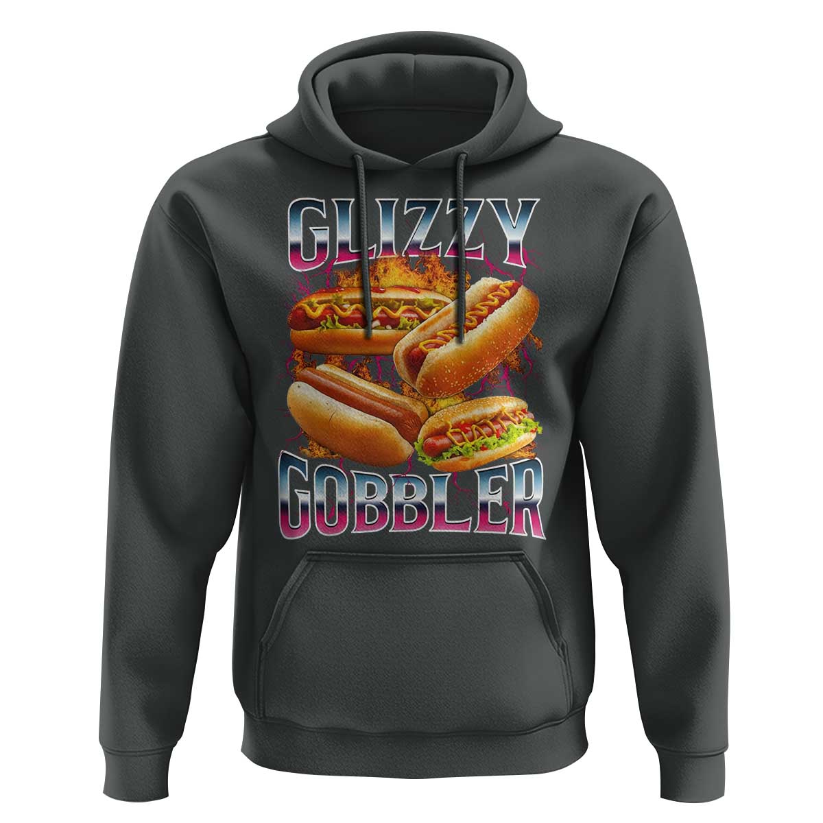 Glizzy Gobbler Hoodie Vintage Hot Dog Meme Funny Foodie Gen Z - Wonder Print Shop