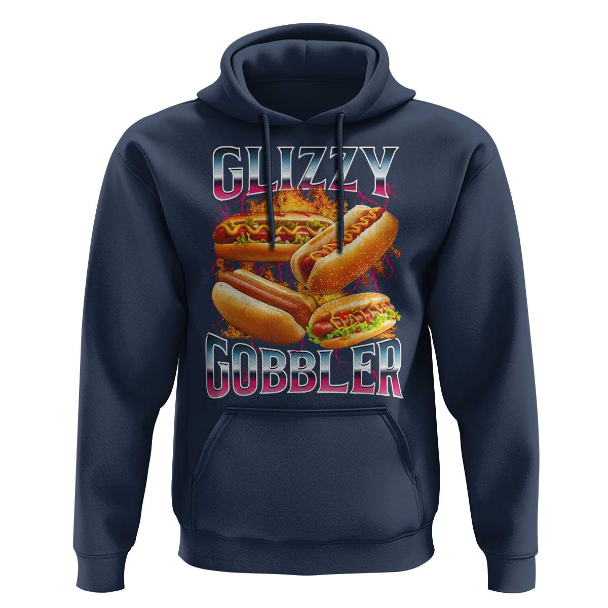 Glizzy Gobbler Hoodie Vintage Hot Dog Meme Funny Foodie Gen Z - Wonder Print Shop