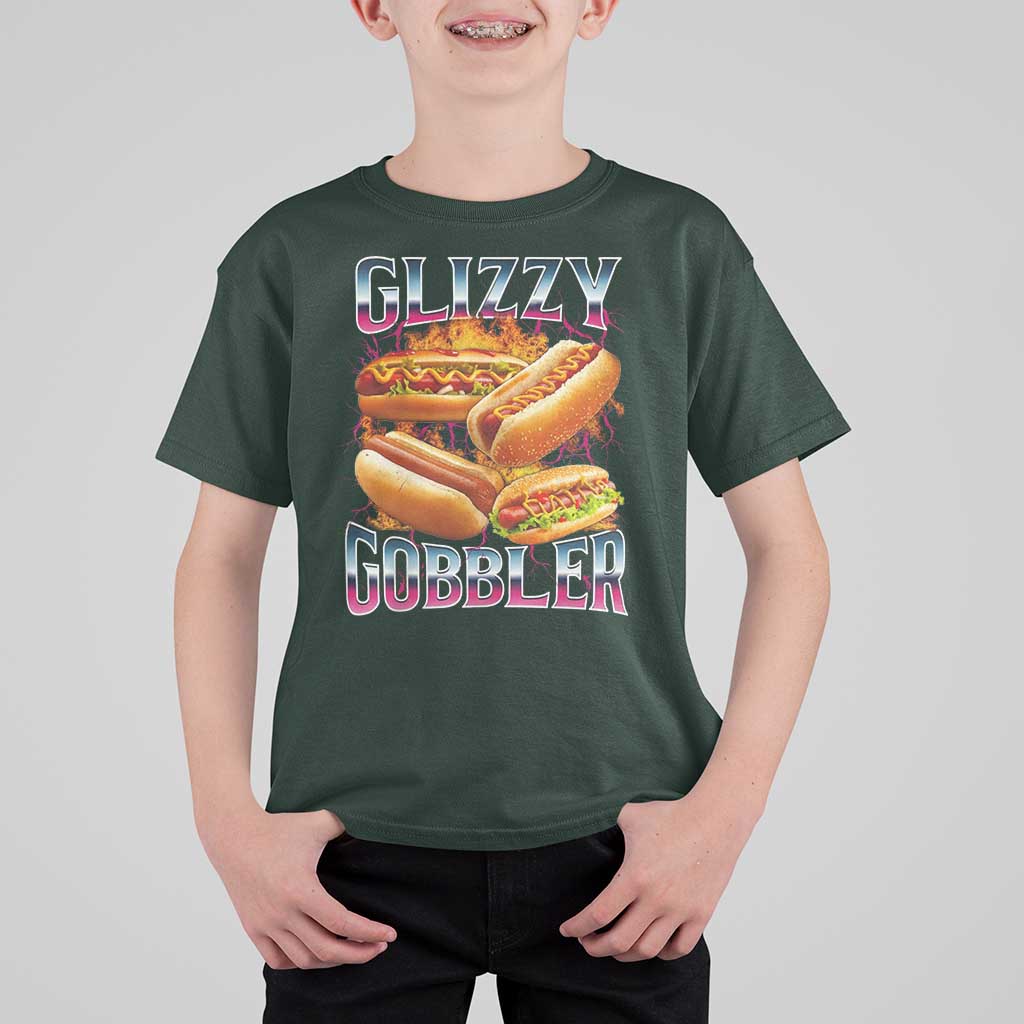 Glizzy Gobbler T Shirt For Kid Vintage Hot Dog Meme Funny Foodie Gen Z - Wonder Print Shop
