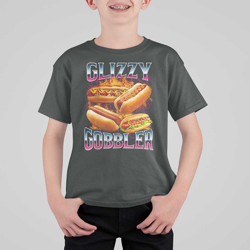Glizzy Gobbler T Shirt For Kid Vintage Hot Dog Meme Funny Foodie Gen Z - Wonder Print Shop