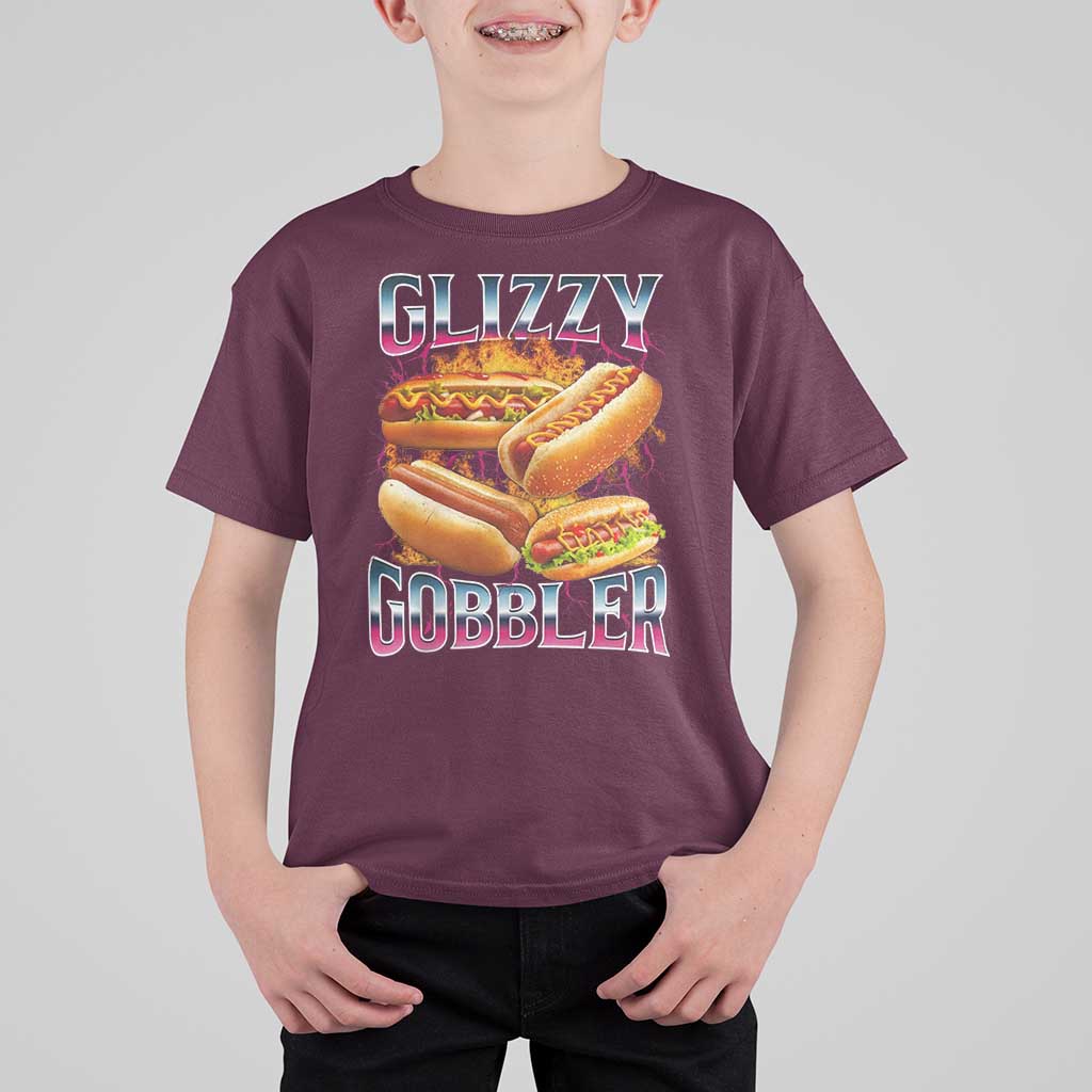 Glizzy Gobbler T Shirt For Kid Vintage Hot Dog Meme Funny Foodie Gen Z - Wonder Print Shop