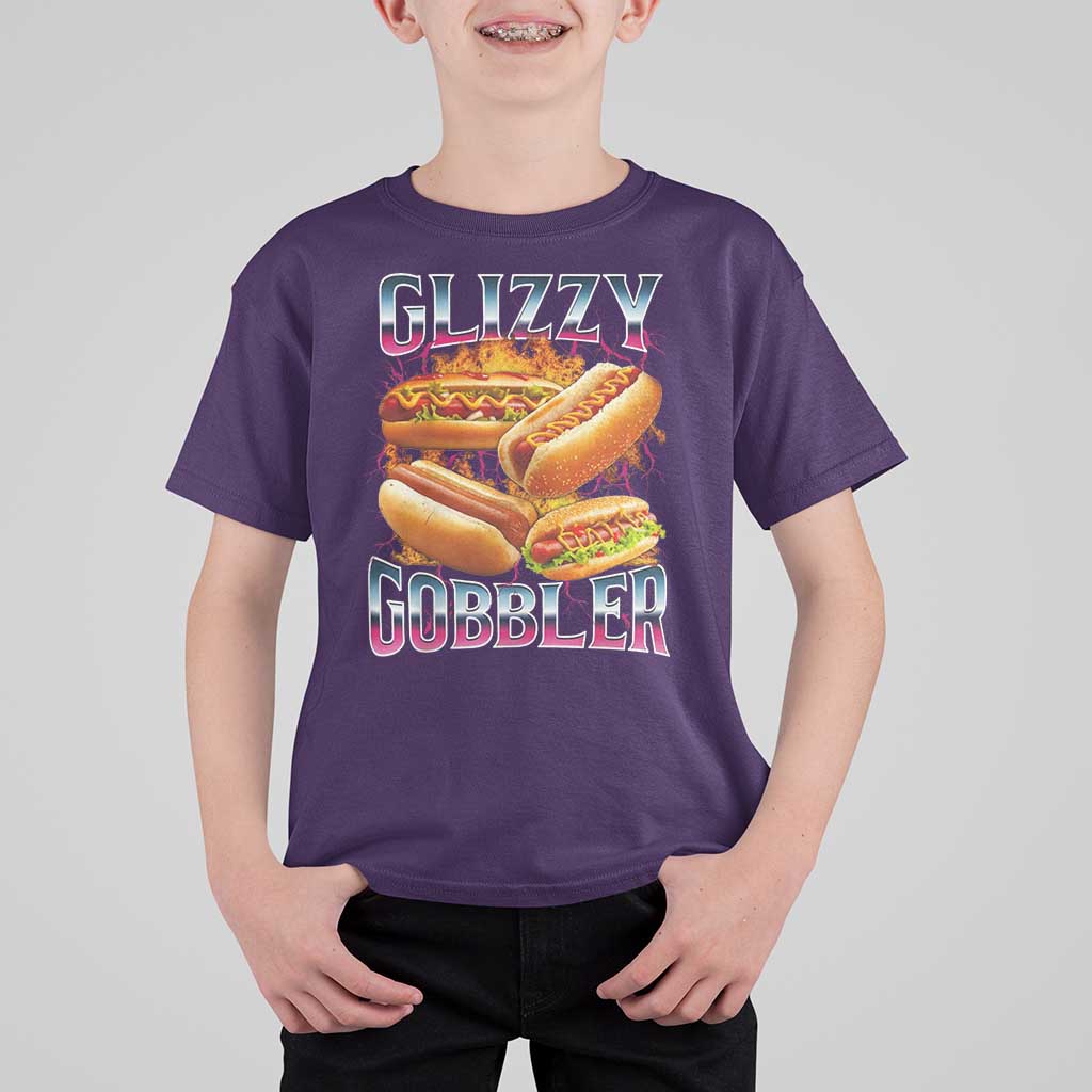 Glizzy Gobbler T Shirt For Kid Vintage Hot Dog Meme Funny Foodie Gen Z - Wonder Print Shop