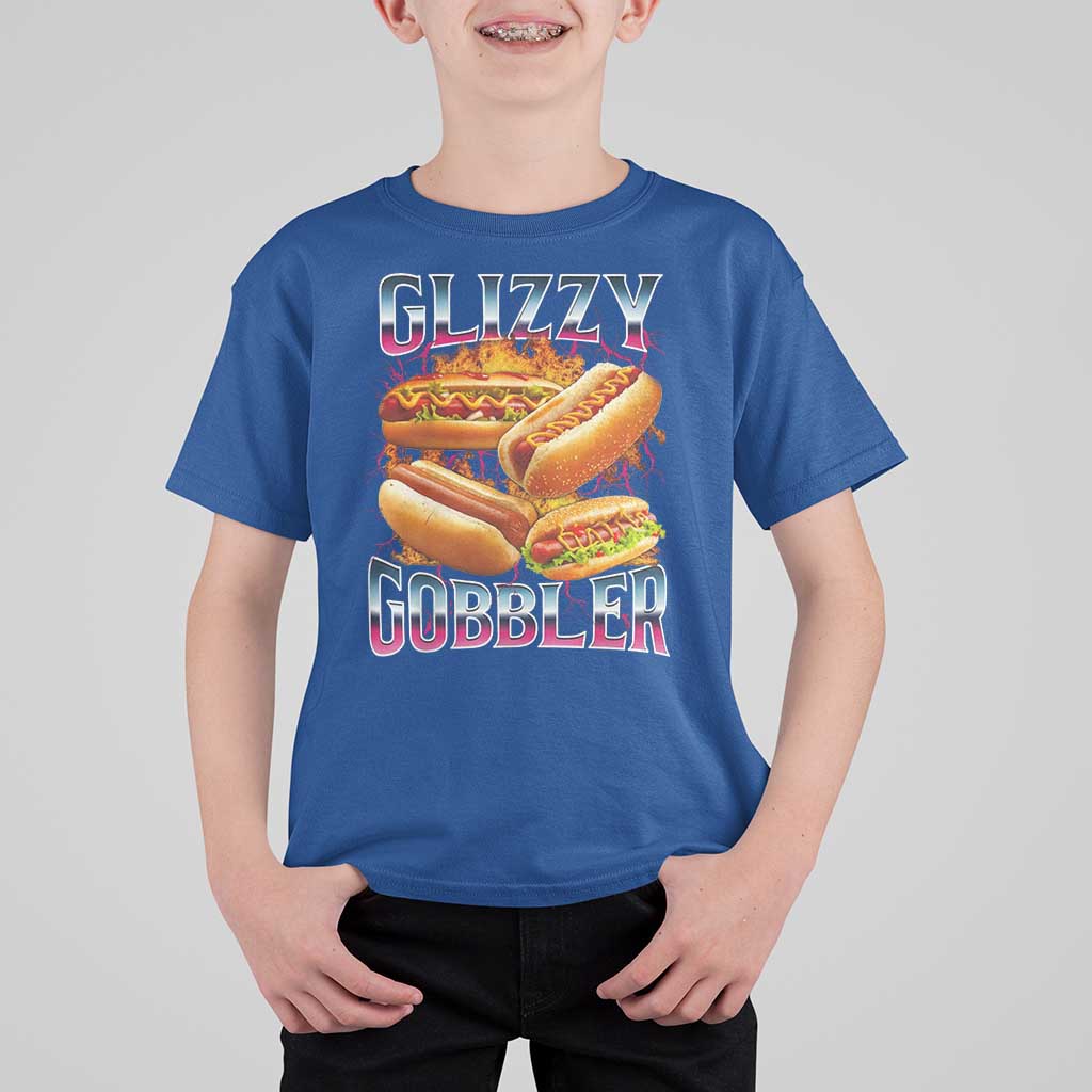 Glizzy Gobbler T Shirt For Kid Vintage Hot Dog Meme Funny Foodie Gen Z - Wonder Print Shop