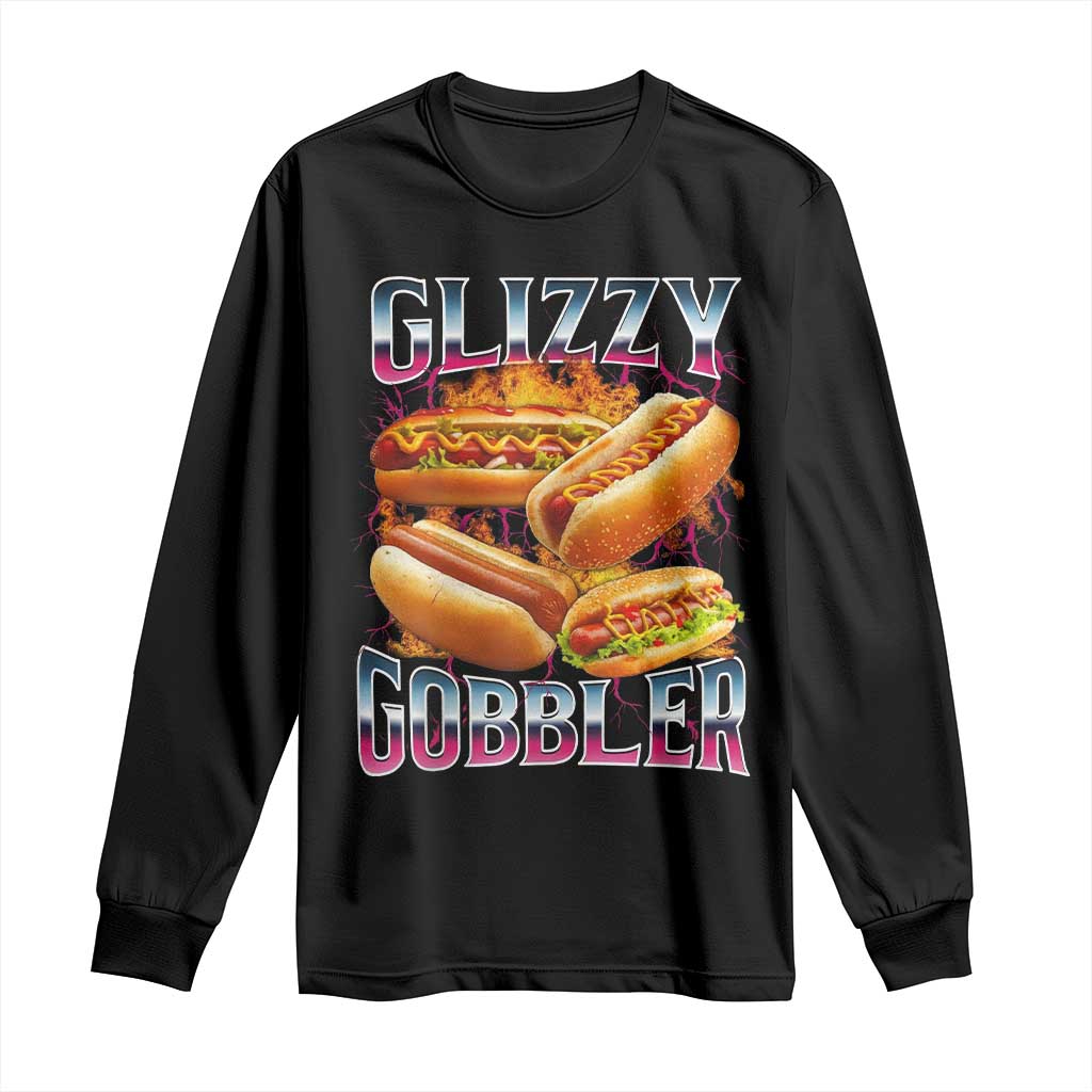 Glizzy Gobbler Long Sleeve Shirt Vintage Hot Dog Meme Funny Foodie Gen Z - Wonder Print Shop