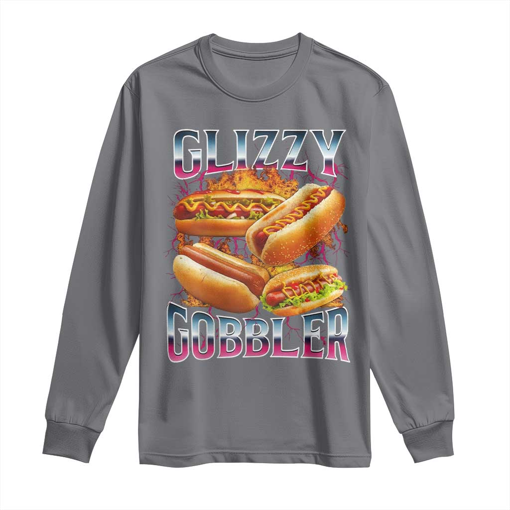 Glizzy Gobbler Long Sleeve Shirt Vintage Hot Dog Meme Funny Foodie Gen Z - Wonder Print Shop
