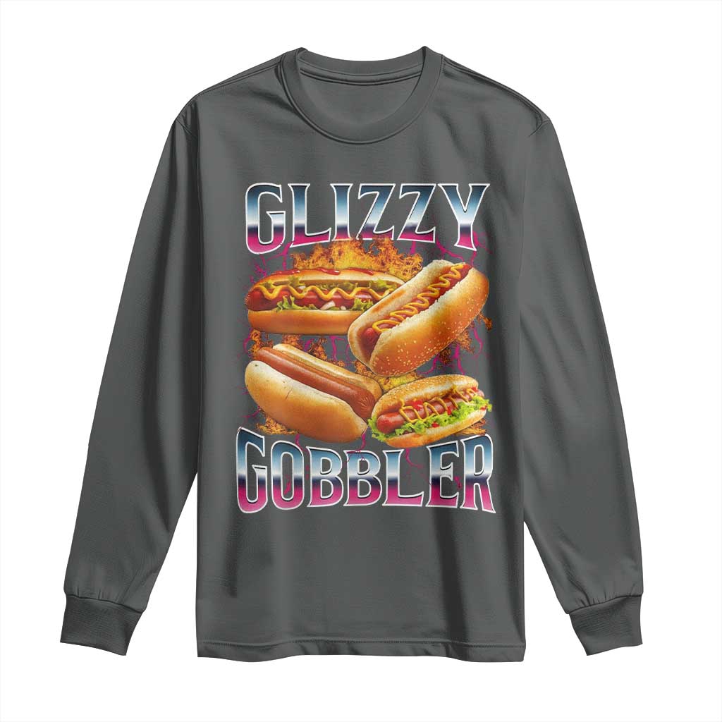 Glizzy Gobbler Long Sleeve Shirt Vintage Hot Dog Meme Funny Foodie Gen Z - Wonder Print Shop