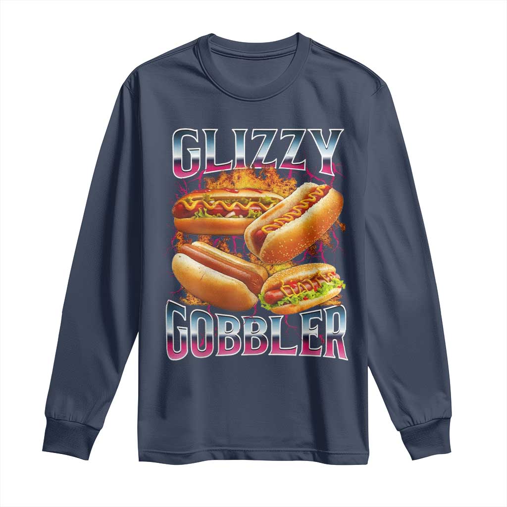 Glizzy Gobbler Long Sleeve Shirt Vintage Hot Dog Meme Funny Foodie Gen Z - Wonder Print Shop