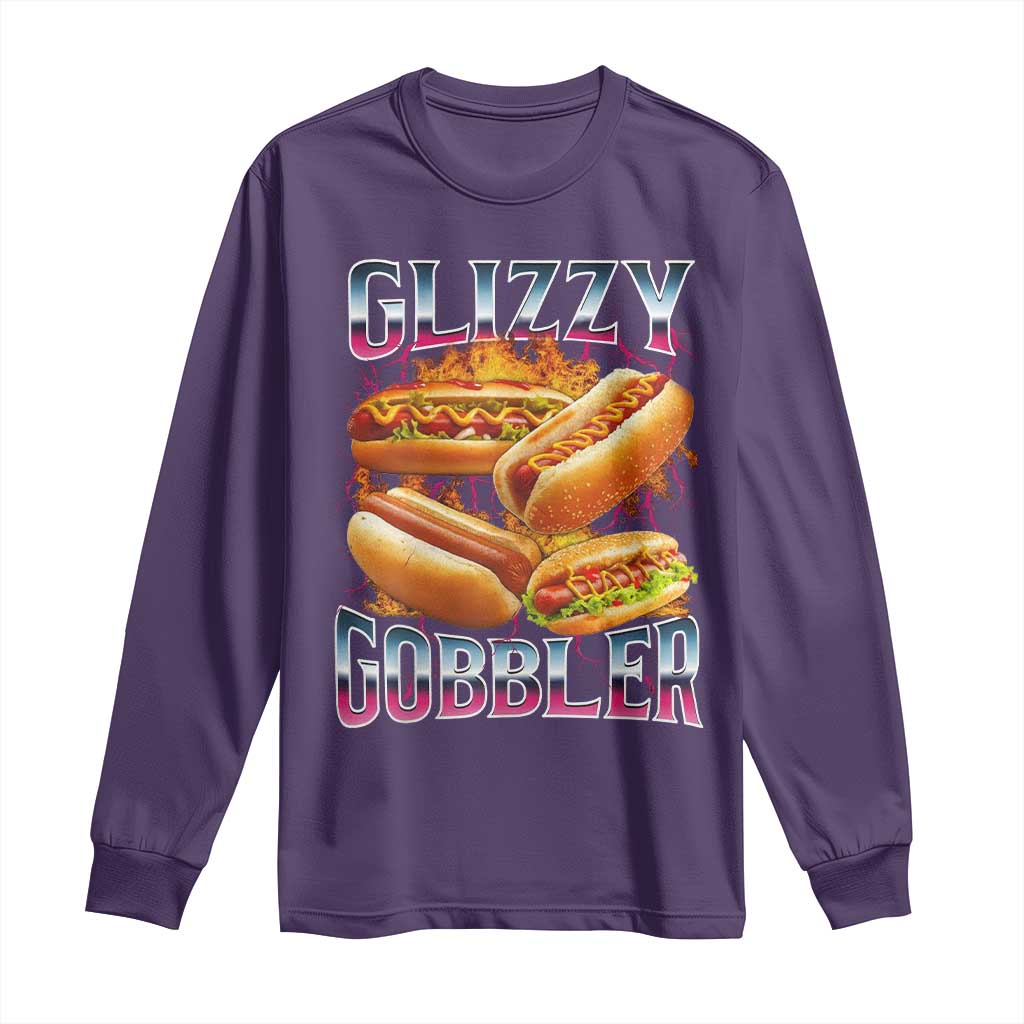 Glizzy Gobbler Long Sleeve Shirt Vintage Hot Dog Meme Funny Foodie Gen Z - Wonder Print Shop