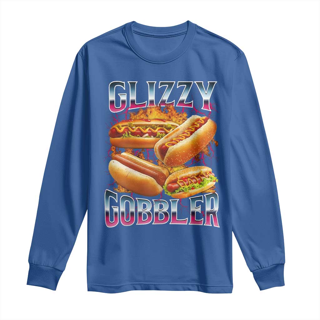 Glizzy Gobbler Long Sleeve Shirt Vintage Hot Dog Meme Funny Foodie Gen Z - Wonder Print Shop