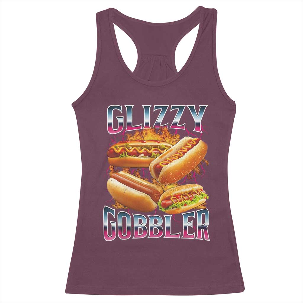 Glizzy Gobbler Racerback Tank Top Vintage Hot Dog Meme Funny Foodie Gen Z - Wonder Print Shop