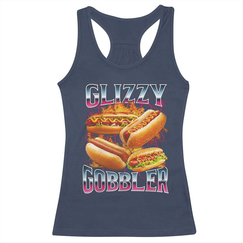 Glizzy Gobbler Racerback Tank Top Vintage Hot Dog Meme Funny Foodie Gen Z - Wonder Print Shop