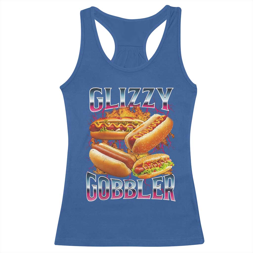 Glizzy Gobbler Racerback Tank Top Vintage Hot Dog Meme Funny Foodie Gen Z - Wonder Print Shop