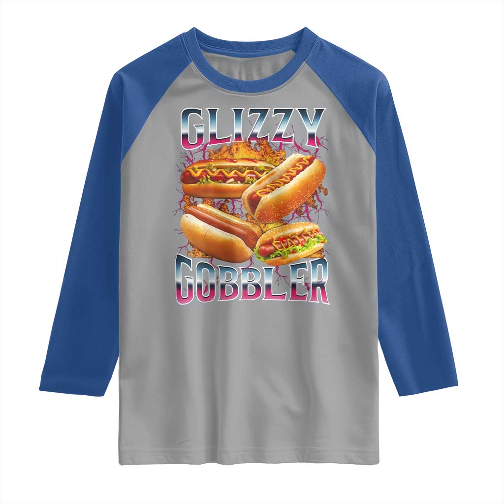 Glizzy Gobbler Raglan Shirt Vintage Hot Dog Meme Funny Foodie Gen Z - Wonder Print Shop