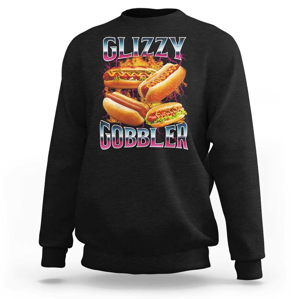 Glizzy Gobbler Sweatshirt Vintage Hot Dog Meme Funny Foodie Gen Z - Wonder Print Shop