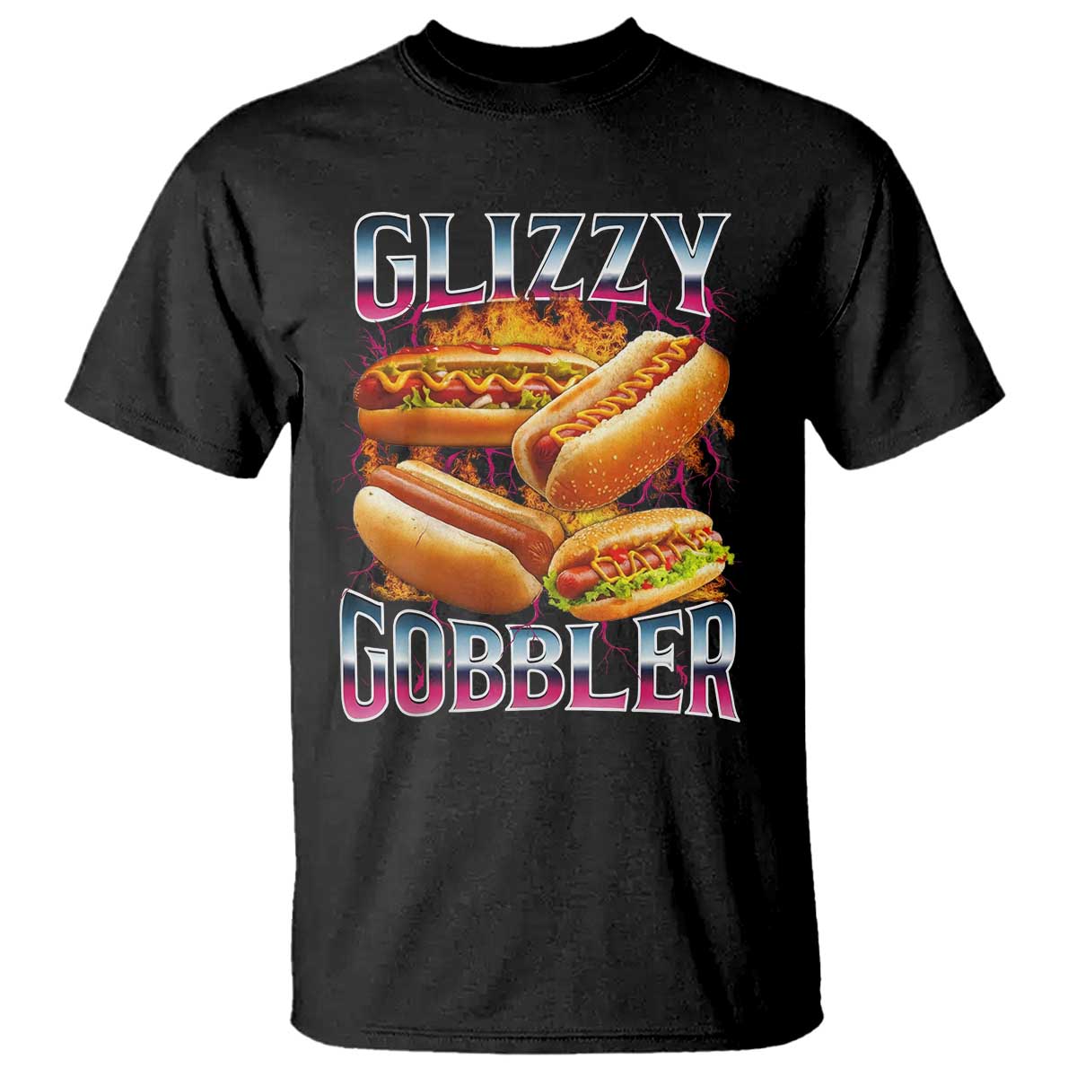 Glizzy Gobbler T Shirt Vintage Hot Dog Meme Funny Foodie Gen Z - Wonder Print Shop