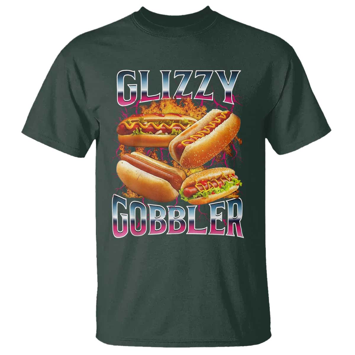 Glizzy Gobbler T Shirt Vintage Hot Dog Meme Funny Foodie Gen Z - Wonder Print Shop