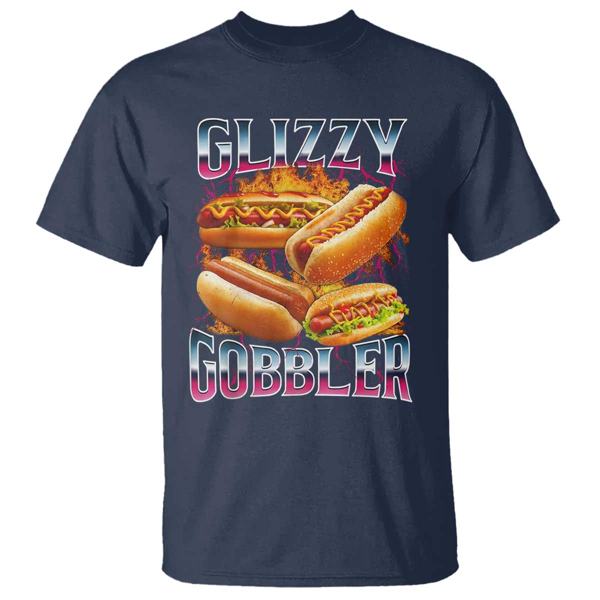 Glizzy Gobbler T Shirt Vintage Hot Dog Meme Funny Foodie Gen Z - Wonder Print Shop