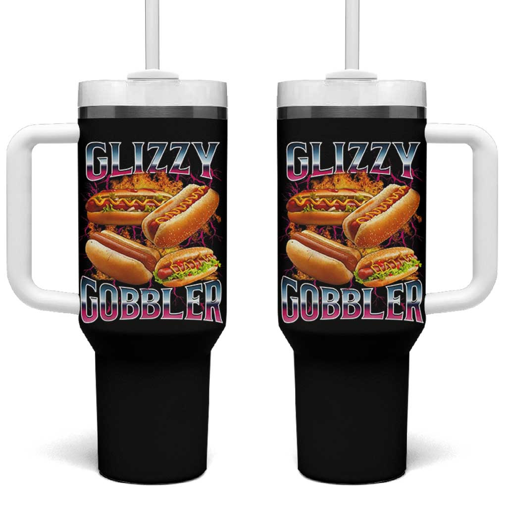 Glizzy Gobbler Tumbler With Handle Vintage Hot Dog Meme Funny Foodie Gen Z - Wonder Print Shop