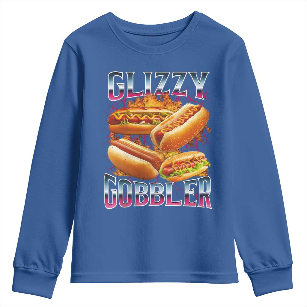Glizzy Gobbler Youth Sweatshirt Vintage Hot Dog Meme Funny Foodie Gen Z - Wonder Print Shop