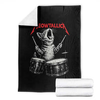 Rock On Vintage Drummer Cat Throw Blanket Vintage 90s 80s Band Style Gift for Cat Owners - Wonder Print Shop
