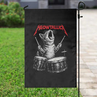 Rock On Vintage Drummer Cat Garden Flag Vintage 90s 80s Band Style Gift for Cat Owners - Wonder Print Shop