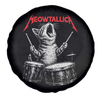 Rock On Vintage Drummer Cat Spare Tire Cover Vintage 90s 80s Band Style Gift for Cat Owners - Wonder Print Shop