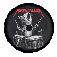 Rock On Vintage Drummer Cat Spare Tire Cover Vintage 90s 80s Band Style Gift for Cat Owners - Wonder Print Shop