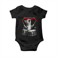 Rock On Vintage Drummer Cat Baby Onesie Vintage 90s 80s Band Style Gift for Cat Owners - Wonder Print Shop