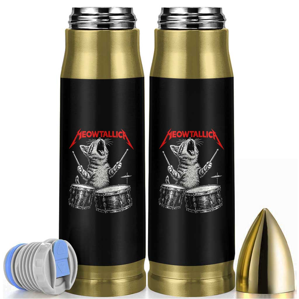 Rock On Vintage Drummer Cat Bullet Tumbler Vintage 90s 80s Band Style Gift for Cat Owners - Wonder Print Shop