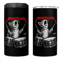 Rock On Vintage Drummer Cat 4 in 1 Can Cooler Tumbler Vintage 90s 80s Band Style Gift for Cat Owners - Wonder Print Shop