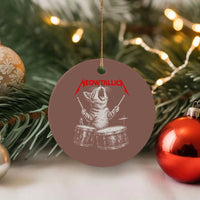 Rock On Vintage Drummer Cat Ceramic Ornament Vintage 90s 80s Band Style Gift for Cat Owners - Wonder Print Shop