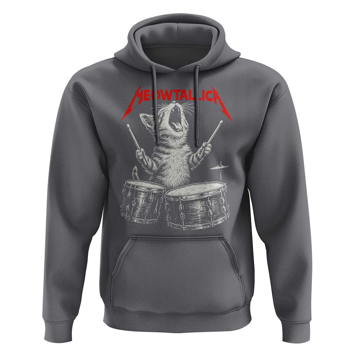 Rock On Vintage Drummer Cat Hoodie Vintage 90s 80s Band Style Gift for Cat Owners - Wonder Print Shop