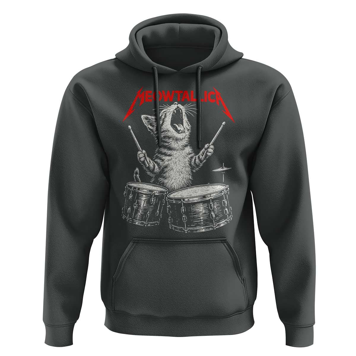 Rock On Vintage Drummer Cat Hoodie Vintage 90s 80s Band Style Gift for Cat Owners - Wonder Print Shop