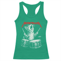 Rock On Vintage Drummer Cat Racerback Tank Top Vintage 90s 80s Band Style Gift for Cat Owners - Wonder Print Shop