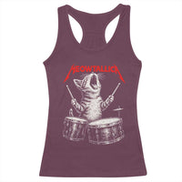 Rock On Vintage Drummer Cat Racerback Tank Top Vintage 90s 80s Band Style Gift for Cat Owners - Wonder Print Shop