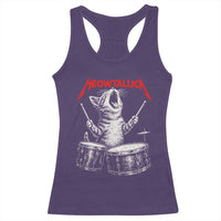 Rock On Vintage Drummer Cat Racerback Tank Top Vintage 90s 80s Band Style Gift for Cat Owners - Wonder Print Shop