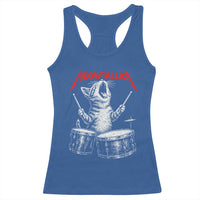 Rock On Vintage Drummer Cat Racerback Tank Top Vintage 90s 80s Band Style Gift for Cat Owners - Wonder Print Shop