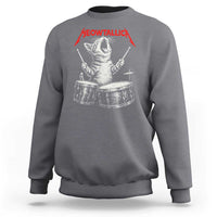 Rock On Vintage Drummer Cat Sweatshirt Vintage 90s 80s Band Style Gift for Cat Owners - Wonder Print Shop