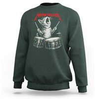 Rock On Vintage Drummer Cat Sweatshirt Vintage 90s 80s Band Style Gift for Cat Owners - Wonder Print Shop