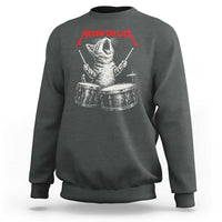 Rock On Vintage Drummer Cat Sweatshirt Vintage 90s 80s Band Style Gift for Cat Owners - Wonder Print Shop