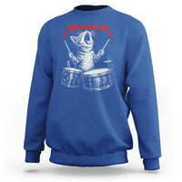 Rock On Vintage Drummer Cat Sweatshirt Vintage 90s 80s Band Style Gift for Cat Owners - Wonder Print Shop