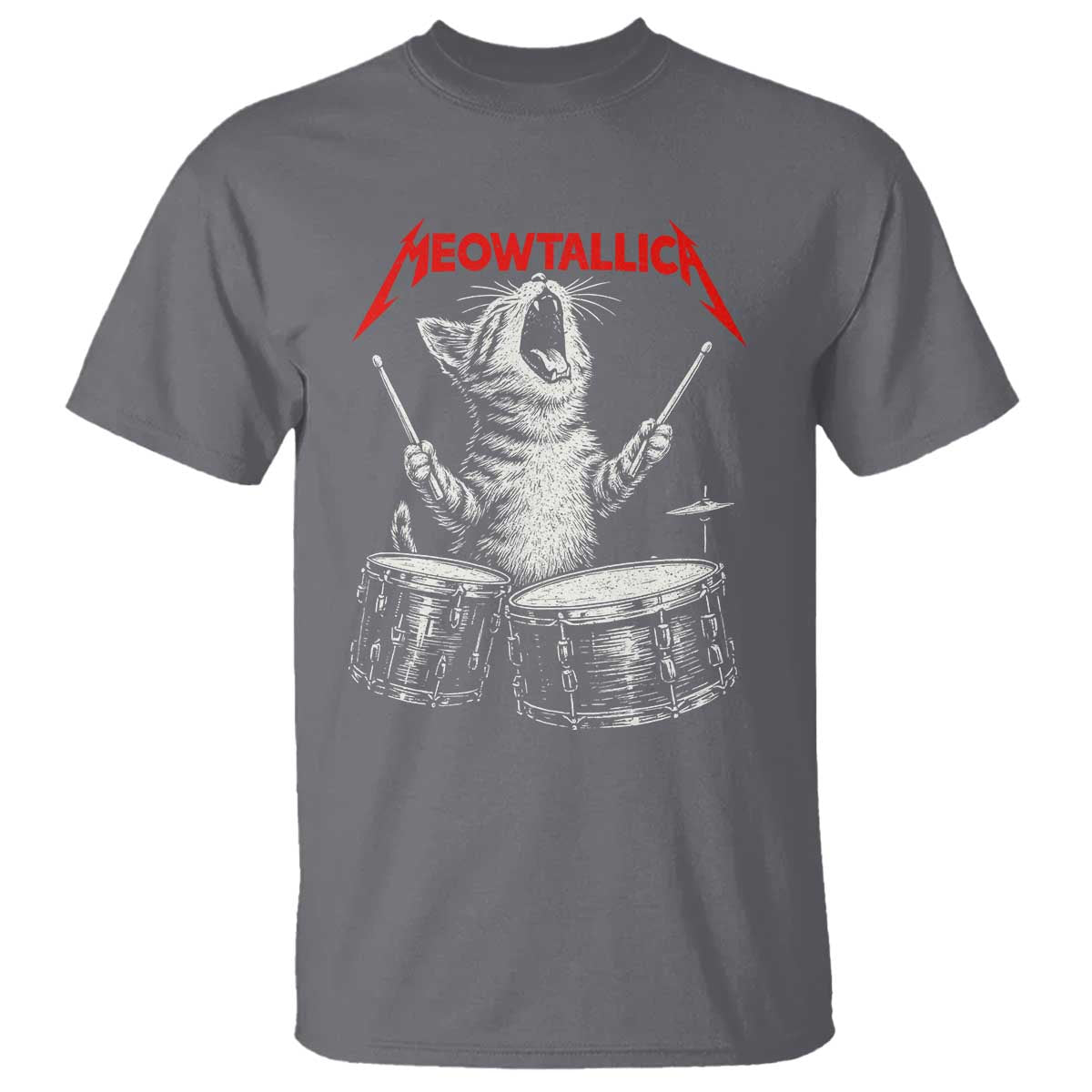Rock On Vintage Drummer Cat T Shirt Vintage 90s 80s Band Style Gift for Cat Owners - Wonder Print Shop