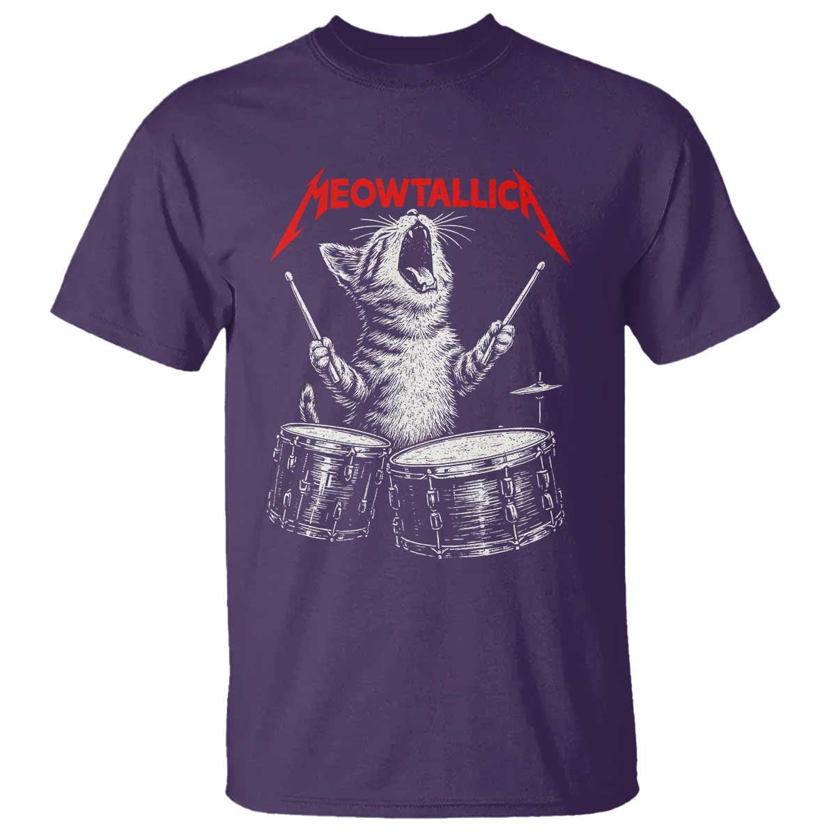 Rock On Vintage Drummer Cat T Shirt Vintage 90s 80s Band Style Gift for Cat Owners - Wonder Print Shop