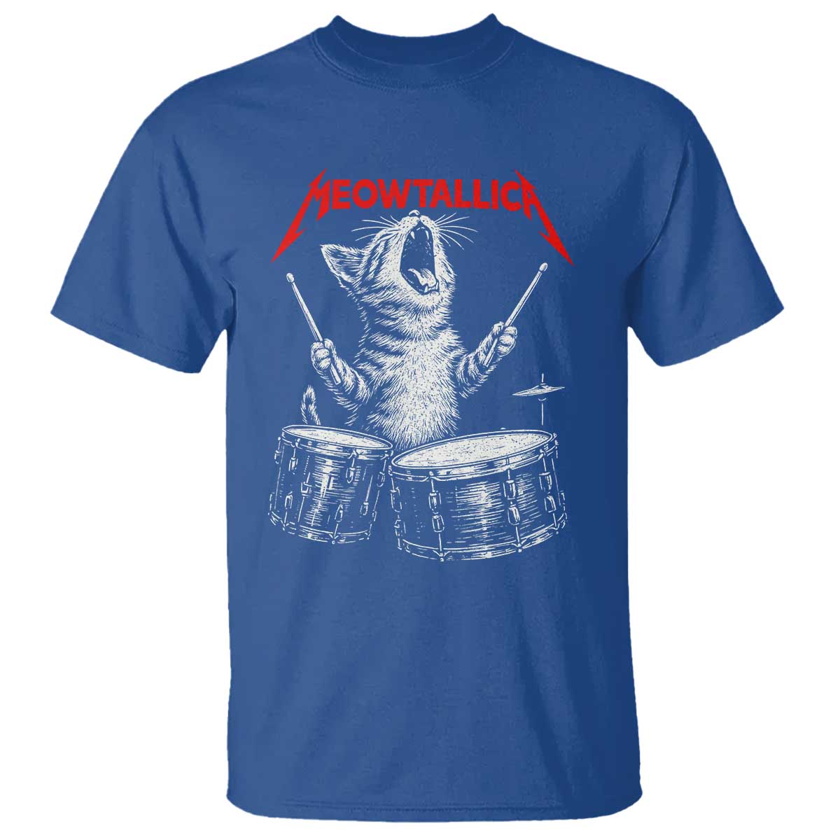 Rock On Vintage Drummer Cat T Shirt Vintage 90s 80s Band Style Gift for Cat Owners - Wonder Print Shop