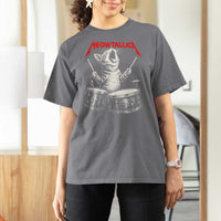 Rock On Vintage Drummer Cat T Shirt For Women Vintage 90s 80s Band Style Gift for Cat Owners - Wonder Print Shop