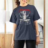 Rock On Vintage Drummer Cat T Shirt For Women Vintage 90s 80s Band Style Gift for Cat Owners - Wonder Print Shop