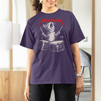Rock On Vintage Drummer Cat T Shirt For Women Vintage 90s 80s Band Style Gift for Cat Owners - Wonder Print Shop