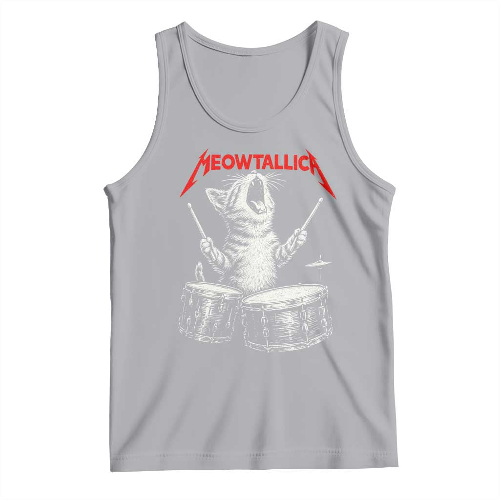 Rock On Vintage Drummer Cat Tank Top Vintage 90s 80s Band Style Gift for Cat Owners - Wonder Print Shop