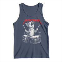 Rock On Vintage Drummer Cat Tank Top Vintage 90s 80s Band Style Gift for Cat Owners - Wonder Print Shop