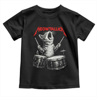 Rock On Vintage Drummer Cat Toddler T Shirt Vintage 90s 80s Band Style Gift for Cat Owners - Wonder Print Shop